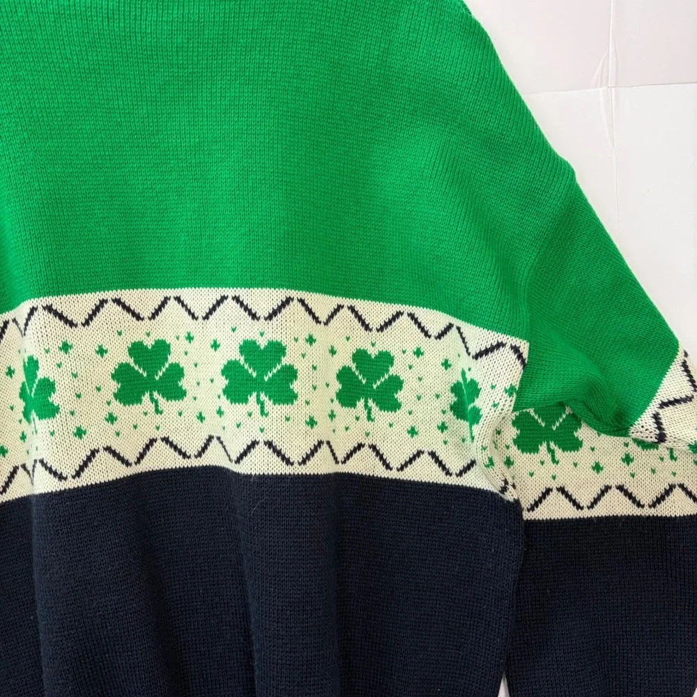 Blarney Castle Knitwear Shamrock Sweater Green Navy White Mens XXL Ireland